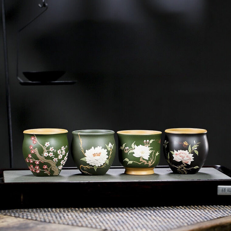 Full Handmade Yixing Zisha Master Tea Cup Gift Set [Wen Xiang]