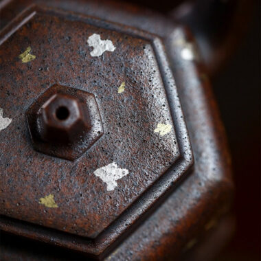Full Handmade Yixing Zisha Teapot [Liufang Jin Zhong] (Firewood Fired Duan Ni – 150ml)