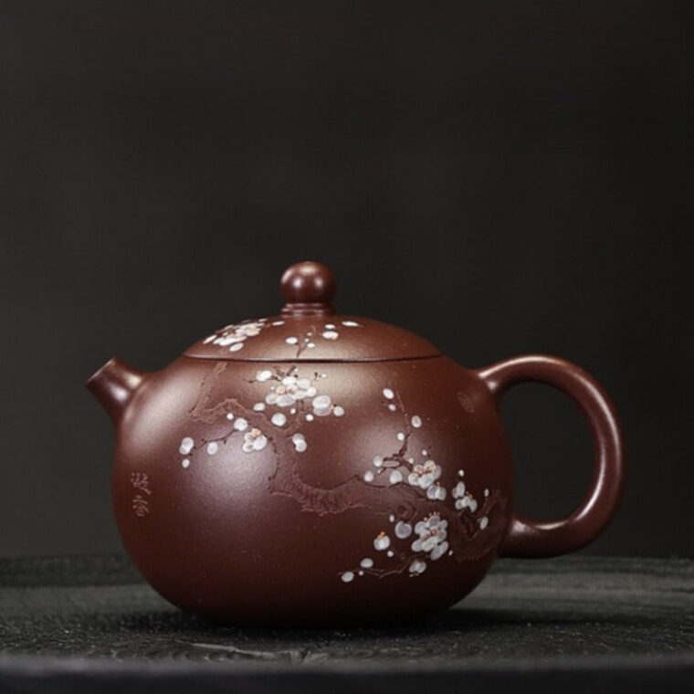 Full Handmade Yixing Zisha Teapot [Plum Xishi Pot] (Zi Ni – 170ml)