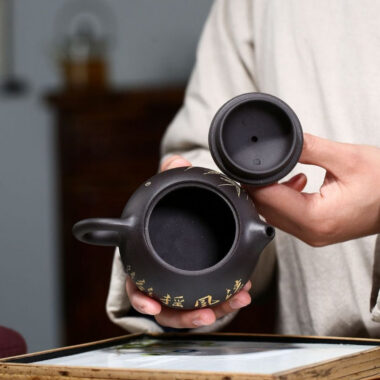 Yixing Zisha Teapot [Bamboo Xishi] (Hei Ni – 230ml)