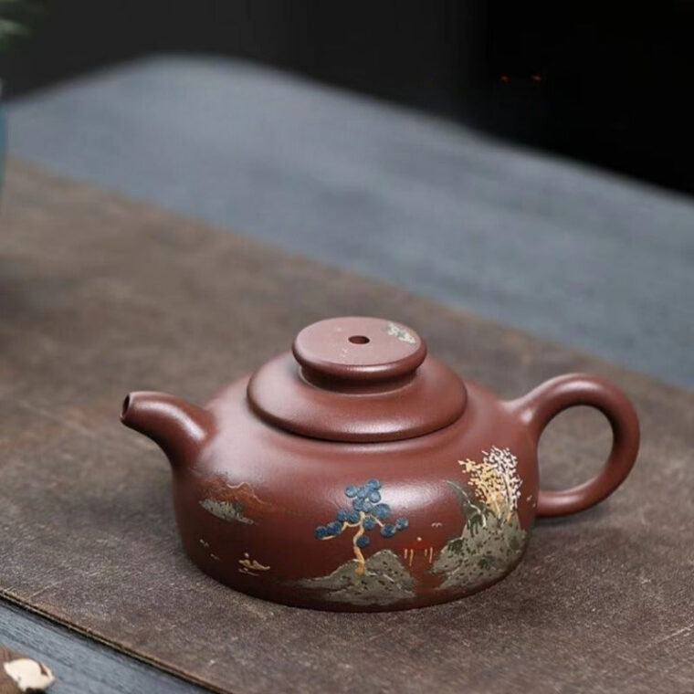 Yixing Zisha Teapot [Shanshui Han Jiang Julun] (Di Cao Qing – 250ml)
