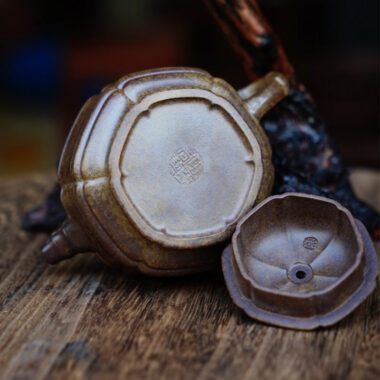 Full Handmade Yixing Zisha Teapot [Liufang Zhu Gu Pot] (Qing Duan Ni Firewood Fired – 200ml)