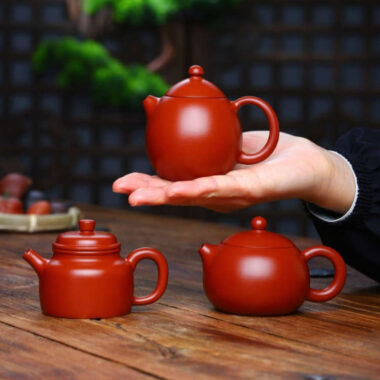 Full Handmade Yixing Zisha Small Teapot [De Zhong / Xishi / Dragon Egg] (Dahongpao – 100/140/140ml)
