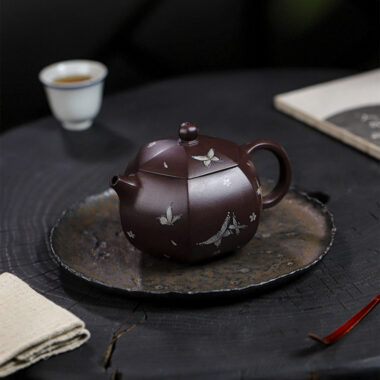 Full Handmade Yixing Zisha Teapot [Butterfly Xishi] (Zi Jia Ni – 460ml)
