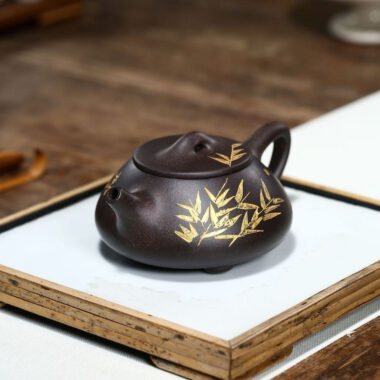 Yixing Zisha Teapot [Bamboo Shi Piao] (Hei Jin Sha – 240ml)