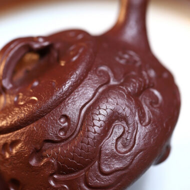 Yixing Zisha Teapot [Dragon Gong Chun Shi Piao] (Zi Ni Firewood Firing – 150ml)