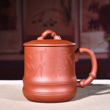 Yixing Zisha Tea Mug [Qingfeng Bamboo] (Zi Ni/Xiao Hong Ni – 450ml)