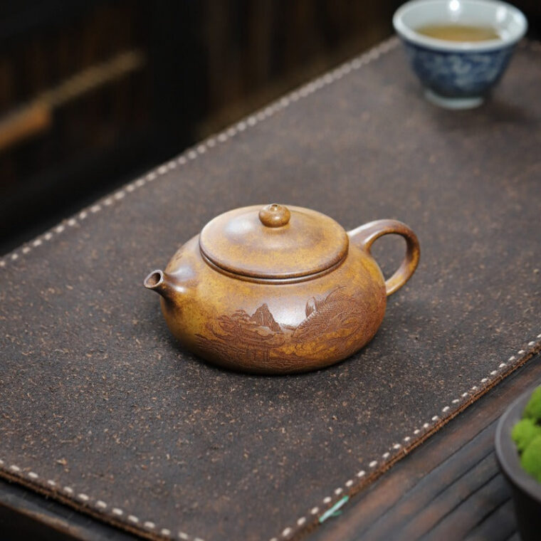 Yixing Zisha Teapot [Han Jiang] (Huangjin Duan Firewood Fired – 180ml)