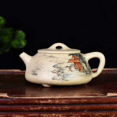 Full Handmade Yixing Zisha Teapot [Color Painted Jingzhou Shi Piao] (Duan Ni – 300ml)