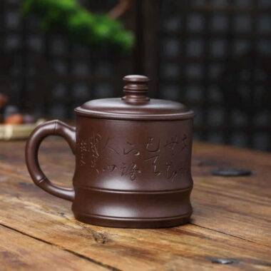 Full Handmade Yixing Zisha Tea Mug [Bamboo] (Lao Zi Ni – 430ml)