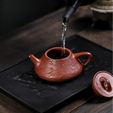 Full Handmade Yixing Zisha Teapot [Bamboo Happiness] (Hong Pi Long – 240ml)