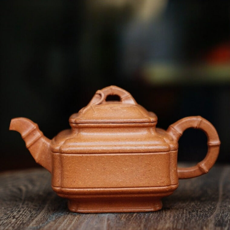 Full Handmade Yixing Zisha Teapot [Sifang Bamboo Pot] (Jiang Po Ni – 200ml)