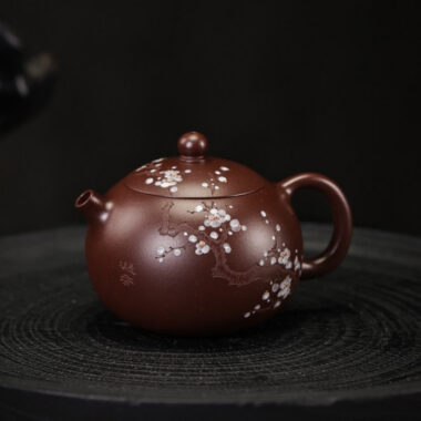 Full Handmade Yixing Zisha Teapot [Plum Xishi Pot] (Zi Ni – 170ml)