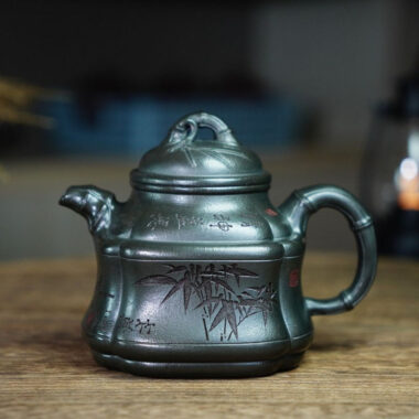 Full Handmade Yixing Zisha Teapot [Bamboo Pot] (Long Bei Qing – 320ml) (Rare Clay Type / Last Piece)