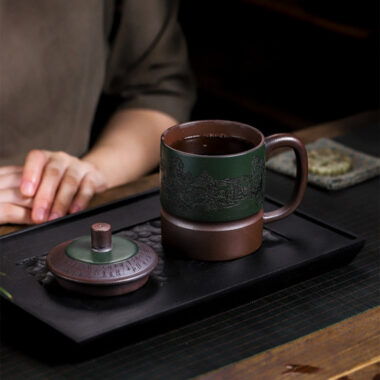 Master Handmade Yixing Zisha Tea Mug [Jiangshan Ru Hua] (Jinsha Zi Ni – 380ml)