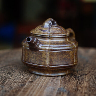 Full Handmade Yixing Zisha Teapot [Liufang Zhu Gu Pot] (Qing Duan Ni Firewood Fired – 200ml)