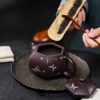 Full Handmade Yixing Zisha Teapot [Butterfly Xishi] (Zi Jia Ni – 460ml)