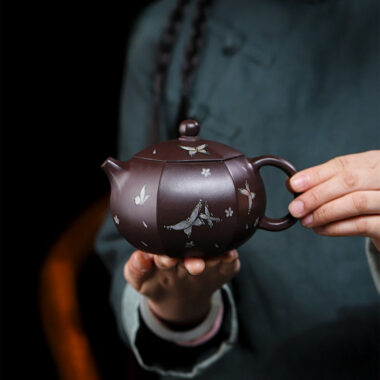 Full Handmade Yixing Zisha Teapot [Butterfly Xishi] (Zi Jia Ni – 460ml)