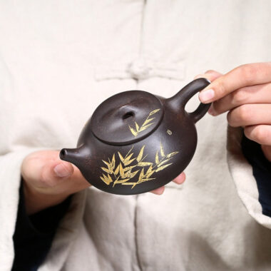 Yixing Zisha Teapot [Bamboo Shi Piao] (Hei Jin Sha – 240ml)
