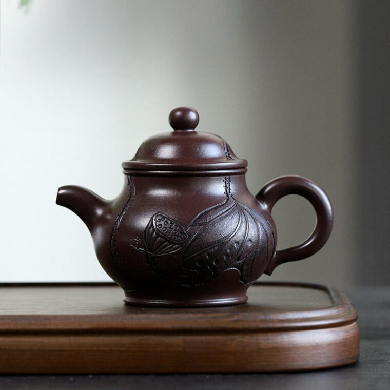 Yixing Zisha Teapot [Yahe Pan Pot] (100 Mu Zi Ni – 220ml)