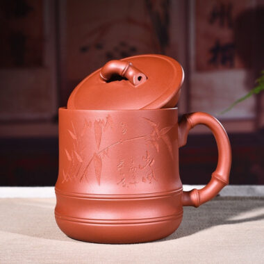 Yixing Zisha Tea Mug [Qingfeng Bamboo] (Zi Ni/Xiao Hong Ni – 450ml)