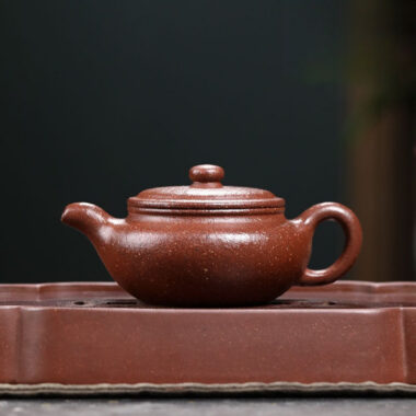 Full Handmade Yixing Zisha Teapot [Bian Fu] (Tao Hua Ni – 200ml)