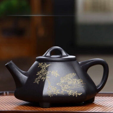 Full Handmade Yixing Zisha Teapot [Liufang Shi Piao Pot] (Shi Huang – 280ml)