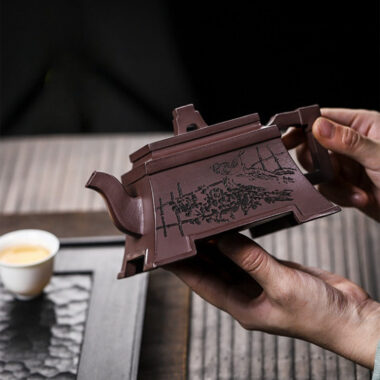Full Handmade Yixing Zisha Teapot [Fu Lin Sifang] (Tian Qing Zi Ni – 460ml)