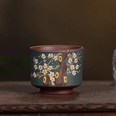 Handmade Yixing Zisha Master Tea Cup [Bi-color Plum Blossom] 110ml