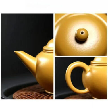 Yixing Zisha Teapot [Mini Shui Ping Pot] (Huangjin Zhu Ni – 120ml)