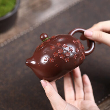 Yixing Zisha Teapot [Plum Blossom Xishi] (Zi Zhu Ni – 280ml)