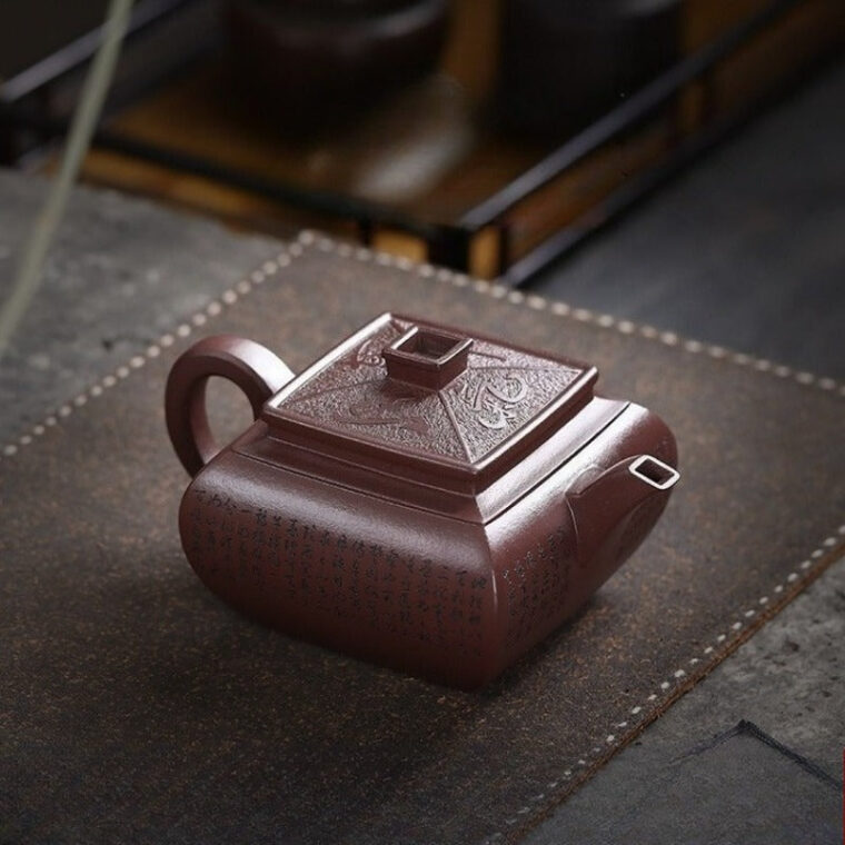 Full Handmade Yixing Zisha Teapot [Sifang Jun Zheng] (Tian Qing Zi Ni – 500ml)