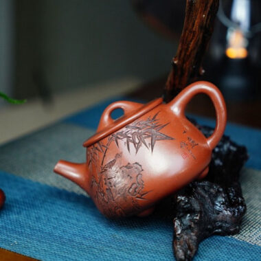 Full Handmade Yixing Zisha Teapot [Gao Shi Piao Pot] (Zhu Ni – 180ml)