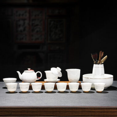 Mutton Fat Ice Jade White Porcelain Tea Gift Set [Mountain]