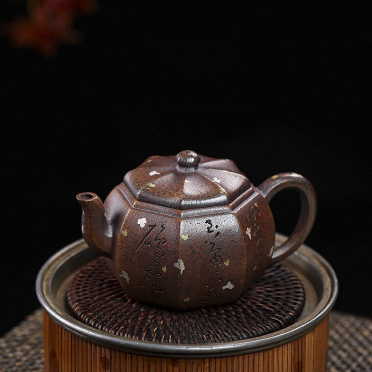 Full Handmade Yixing Zisha Teapot [Octagon Pear] (Firewood Fired Duan Ni – 250ml)