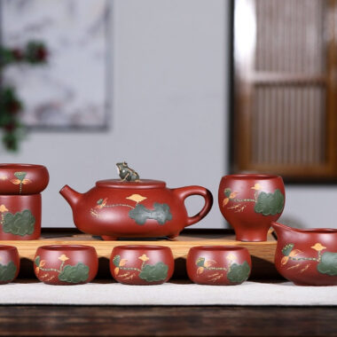 Yixing Zisha Teapot Set [Lotus Pond Moonlight] (Dahongpao – 260ml)