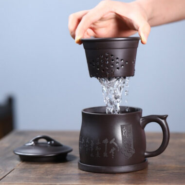 Yixing Zisha Tea Mug with Filter [Ruyi] (Shi Huang – 400ml)