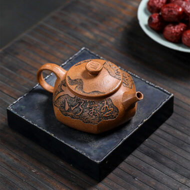 Full Handmade Yixing Zisha Teapot [Fu Yun Ren Sheng] (Jin Jiang Po Ni – 260ml)