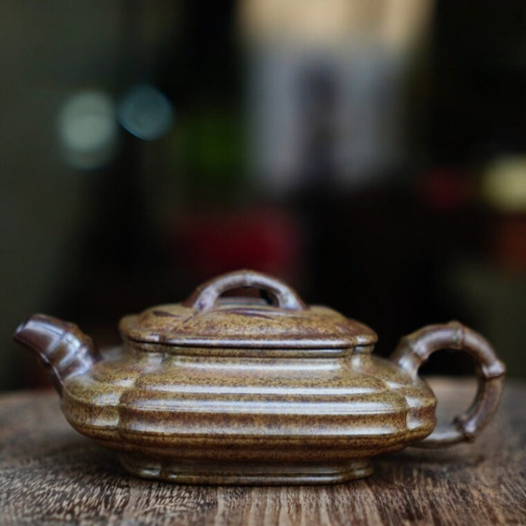 Full Handmade Yixing Zisha Teapot [Jin Nang Xu Bian Pot] (Qing Duan Ni Firewood Fired – 200ml)