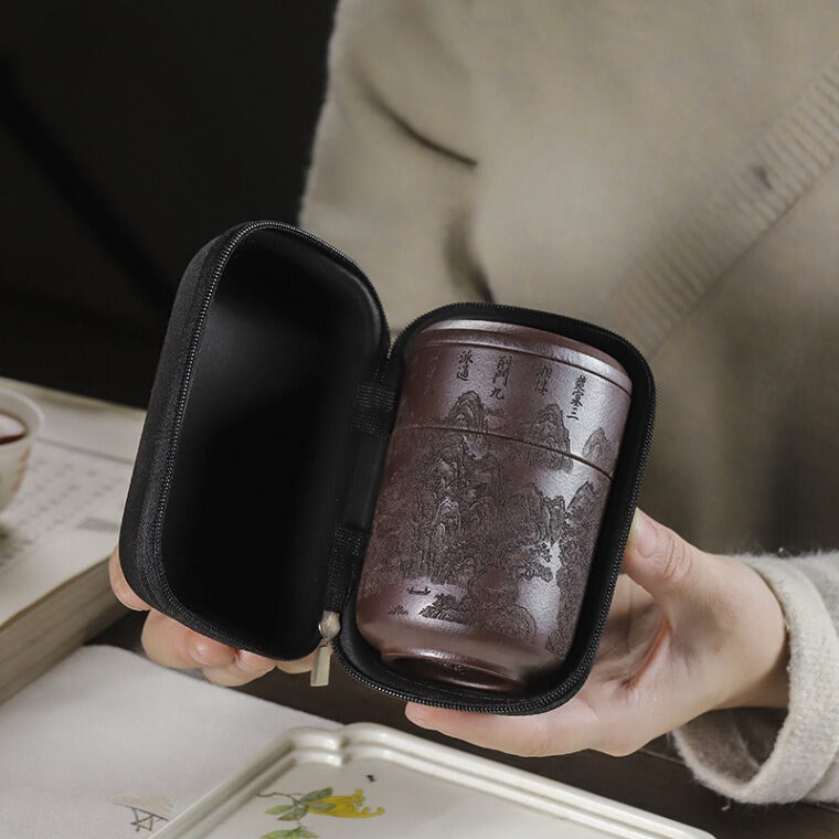 Master Handmade Yixing Zisha Travel Tea Cup [Xian Ju] (Zi Ni – 150ml)