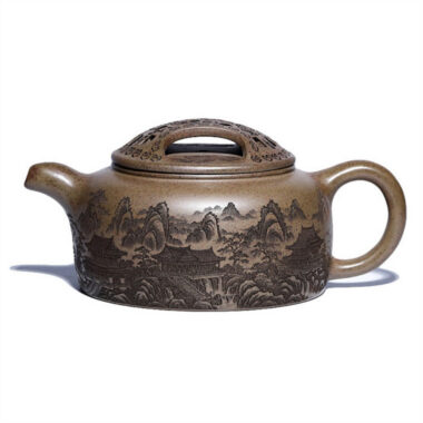 Yixing Zisha Teapot [Guanshan Niu Gai Pot] (Chenxiang Ni Firewood Firing – 700ml)
