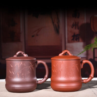 Yixing Zisha Tea Mug [Qingfeng Bamboo] (Zi Ni/Xiao Hong Ni – 450ml)