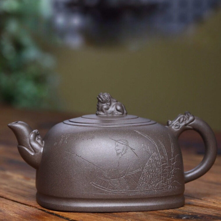 Full Handmade Yixing Zisha Teapot [Hun Fang Jing Lan Pot] (Qinghui Ni – 460ml)