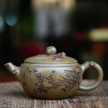 Full Handmade Yixing Zisha Teapot [Shoutau Pot] (Qing Duan Ni Firewood Fired – 150ml)