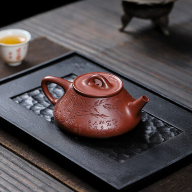 Full Handmade Yixing Zisha Teapot [Bamboo Happiness] (Hong Pi Long – 240ml)