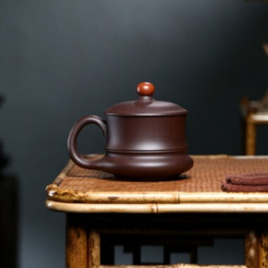 Yixing Zisha Tea Mug with Filter [Good Luck & Fortune] (Zi Ni – 310ml)