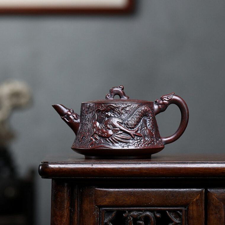 Yixing Zisha Teapot [Dragon Zhu Chu] (Tie Xie Hong Sha – 350ml)