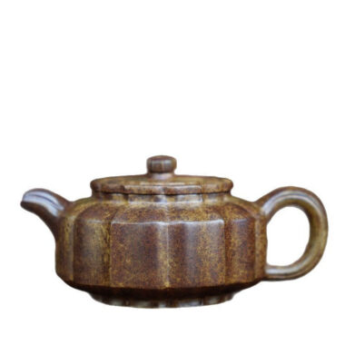 Full Handmade Yixing Zisha Teapot [Jinnang Zhou Pan Pot] (Qing Duan Ni Firewood Fired – 140ml)