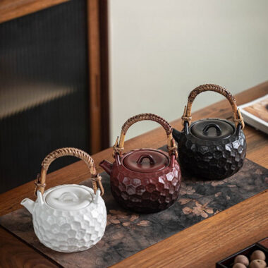 Retro Ceramic Direct Fire Teapot [Tiliang Hammer Pattern Pot] 600ml