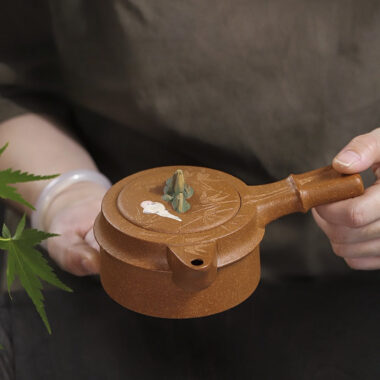 Full Handmade Yixing Zisha Teapot [Xiao Yao Bamboo] (Jin Jiang Po Ni – 300ml)